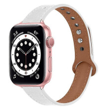 Bracelet en cuir véritable compatible avec Apple Watch Series 1 / 2 / 3 38 mm / Series 4 / 5 / 6 / SE / SE (2022) 40 mm / Ser