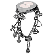 Bracelet de montre connectée compatible avec Samsung Galaxy Watch FE 40 mm, bracelet à breloques en métal