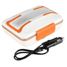 Boîte à lunch chauffante électrique 12 V 40 W, en acier inoxydable, pour voiture, orange (x2), 25-26 pouces.