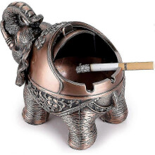 Cendrier vintage coupe-vent avec couvercles - Cendrier de table rétro en forme d'éléphant pour cigarettes et cigares H 2025