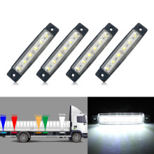 12V 6 LED Bulbs, 4-Pack, White Exterior Marker Lights for Cars, Buses, Trucks, Vans, Trailers, Indicator Lights and Rear Side Lights