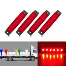 4 Pack 12V LED Side Marker Lights, Red 6 SMD Trailer Indicator Lamps for Car, Bus, Truck, Wagon and Rear Side Use