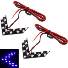 14 LED 3528 SMD Arrow Side Mirror Turn Signal Lights for Car, Pair, Blue Indicator Lamps, Exterior Replacement Parts