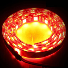 Tira LED flexible impermeable para coche, roja, 60 luces, 5050 SMD, 12 V CC, 1 m, de alta flexibilidad y brillo uniforme