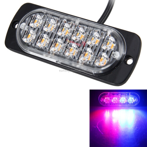 12 LED Strobe Warning Light, 2W Emergency Flash Beacon with 17 Modes, 3 Wire Design, 90cm Cable, White Housing