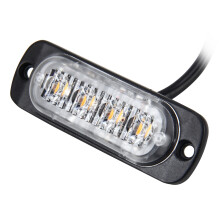 12V-24V 4 LED Emergency Strobe Warning Light for Car and Truck, Waterproof 2W SMD 2835 Lamp with 17 Flash Patterns, 90cm Cable