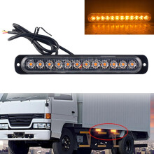 Luz intermitente para coche de 12 V a 24 V, 36 W, con 12 LED, tira lateral ultrafina, color amarillo completo