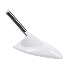 Zonne-energie haaienvinantenne voor auto met led-waarschuwingslicht, witte antenne met voet voor montage op het dak