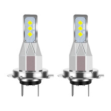 Pair of H7 LED Fog Light Bulbs 12V-24V 12W 1800LM Ice Blue for Car Front Fog Lamps, High Brightness Replacement Pair