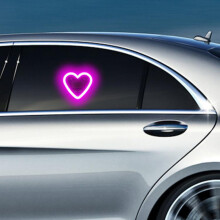 Luz ambiental para coche en forma de corazón con energía solar, neón inteligente para interior de vehículo, color rosa