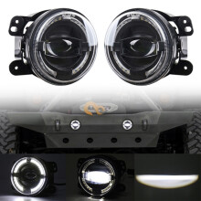 2 Pack 4 Inch Car LED Angel Eye Spotlights Modified Fog Lights for Wrangler, Dodge and PT Cruiser, Black