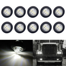 10 luces laterales para coche y camión de 3 LED de 3/4 pulgadas, color blanco, juego de 10 piezas, alto brillo, resistente y fácil de instalar