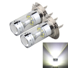 2 Pack H7 LED Car Fog Light Bulbs 60W 1200LM 6000K White Light, DC 12V with 12 XB-D LEDs for Driving Visibility
