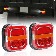 Pack de 2 luces traseras cuadradas para remolque de 12 a 24 V con 28 ledes, resistentes y de alta visibilidad para vehículo y transporte