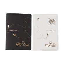 2Pcs Multi Functional PU Leather Passport Case Fashionable Travel Black and white Pointer