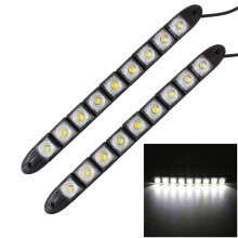 2 Pack Flexible Snake LED Car Daytime Running Lights, 9 SMD 5050 LEDs, 4.5W DC 12V, White, Universal Vehicle Styling