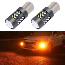 1 Pair 1156 12V 7W LED Strobe Fog Light Bulbs, Orange Car Signal Lamps, Bright Replacement for Driving and Warning Use