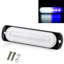 Luz intermitente para coche DC 12 V-24 V, 18 W, con 6 LED, luz lateral ultrafina blanca y azul, diseño compacto
