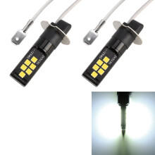 2 Pack H3 LED Car Fog Light Bulbs, DC 9-16V, 3.5W, 6000K White, 320LM, 12 SMD 3030 Chips, Constant Current