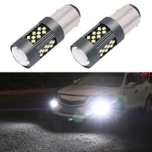 Pair of 1157 12V 7W Constant On LED Fog Light Bulbs, White Light for Vehicles, Durable Bright Replacement Lamps