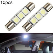 10 kpl litteäpäisiä kaksipäisiä ST6-5050-3SMD 29 mm B6 LED -valoja auton meikkipeiliin ja lukuvaloihin
