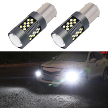 1 Pair 1156 12V 7W Continuous Car LED Fog Light Bulbs White Light for Automotive Replacement Use