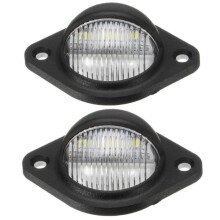 2 Pack Round 3 LED Car Number Plate Lights, White License Plate Lamp for Trailer, Truck, Van and Caravan Exterior Use