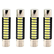 4 Pack Flat Head Double Pointed B6 LED Car Vanity Mirror and Reading Lights, ST6-4014-9SMD, 29mm Interior Bulbs