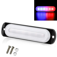 12V-24V 18W Car Flashing Warning Light with 6 LEDs, Ultra-Thin Side Marker Light, Red and Blue, Waterproof