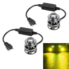 Kaksi H7 27 W 12 V auton ajovaloa, alumiiniseoksesta, LED-vilkkuvaloilla, kultainen viimeistely, kestävä rakenne