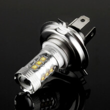 H4 80W White 16 LED Fog Light Bulb for Vehicles, DC 12V Front Driving Lamp Replacement, Bright Road Visibility