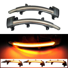 Par de intermitentes dinámicos de LED para retrovisor de coche, luz direccional trasera resistente al agua, color negro transparente