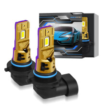9005 Car LED Headlight Bulbs, 1 Pair 35W 3500LM 6500K Bright White Replacement Lamps with Yellow Purple Finish