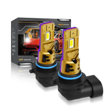 2 Pack 9005 Car LED Headlight Bulbs 35W 3000LM 6500K IP68 Waterproof Bright White Driving Replacement Lamps Gold