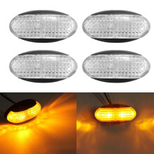 4 Pack Truck Two-Color Side Clearance Marker Lights, DC 10-30V, Yellow Shell and Yellow Light, Durable Exterior Signal Lamps