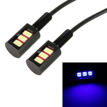 Ajoneuvon rekisterikilven valo 12 V 0,4 W, 3 SMD 5630 LEDiä, 27 cm johto, sininen valo, autoihin ja moottoripyöriin, 1 pari