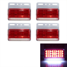 4 Pack DC 24V 9 LED Waterproof Side Marker Light for Car and Truck, Red Lens Exterior Signal Lamp