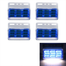 4 Pack DC 24V Waterproof 9 LED Side Marker Indicator Lights for Car and Truck, Blue Bulb Lamps for Exterior Use