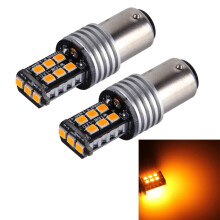 2 kpl 1157/BAY15D 3 W:n LED-vilkkuvalo, 15 SMD 3528 -diodia, DC 12 V, keltainen valo, autoon, kirkas ja kestävä