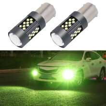 1 Pair 1156 12V 7W Continuous LED Car Fog Light Bulbs, Lime Green, Replacement Driving Lamps for Vehicles