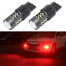 Pair of 7443 12V 7W Constant-On LED Fog Light Bulbs, Red Vehicle Signal Lamps for Cars, Durable Replacement Lighting