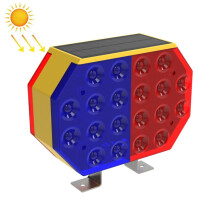 Dubbelzijdig led-waarschuwingslicht op zonne-energie voor afzettingen, rood en blauw knipperlicht voor verkeerswaarschuwing en wegafzetting