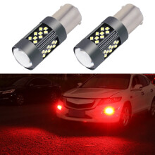 1 Pair 1156 12V 7W Continuous Red LED Car Fog Lights, Replacement Bulbs for Rear Fog or Signal Use, Durable Automotive Lamp
