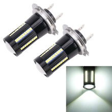 2 Pack H7 Car Fog Light Bulbs, DC 9-16V 8.2W 6000K 655LM, 66 LED SMD 2016 Lamps for Auto Driving Lights