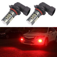 Pair of 9006 12V 7W Constant-On LED Car Fog Lights, Red Driving Lamps for Improved Road Visibility, Universal Fit