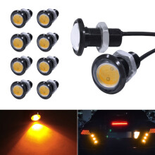 10 unidades de luz para motocicleta de un solo lente de 18 mm y 1,5 W, DC 9-80 V, luz amarilla tipo ojo de águila