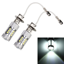2 Pack H3 12V 5W LED Car Fog Light Bulbs, 250LM with 16 SMD 2835 Chips, White Auto Replacement Lamps