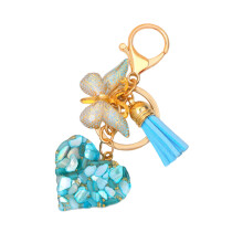 Car Key Chain Heart Keychain Lovely Butterfly Keyring Pendant for Bag Decoration A