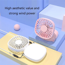 Small Handheld Fan with 3 Speed and USB Rechargeable Fan Foldable Hanging Necks Fan for Outdoor Indoor Office Travel(White)