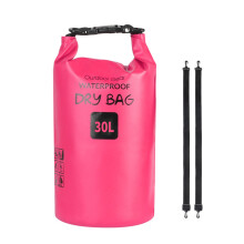 Waterproofs Dry Bag Portable Swimming Bag Folding Beach Storage Pack Enduring Rose red 30L